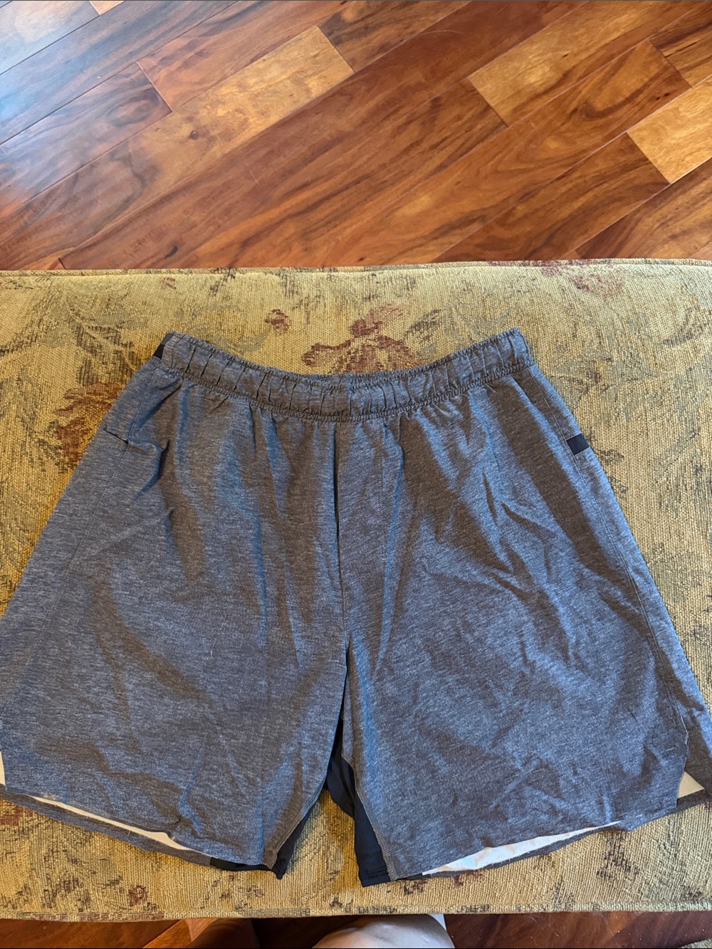 Lululemon Men's Heather Gray Athletic Shorts with Elastic Waist